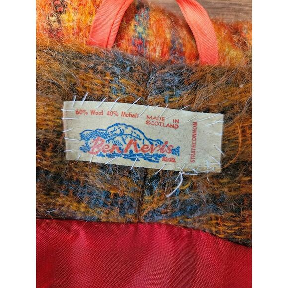 Ben Nevis Vintage Scotish Cape Mohair Wool Womens Size Large Orange Plaid - Picture 6 of 8